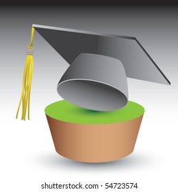 graduation cap green patch