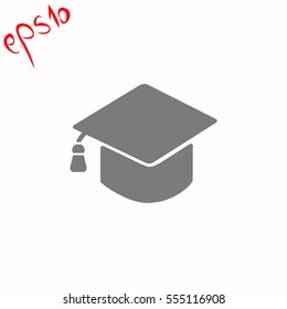 Graduation cap grey icon.