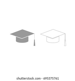 Graduation cap grey set icon .