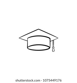 Graduation cap hand drawn outline doodle icon. Vector sketch illustration of graduation hat for print, web, mobile and infographics isolated on white background.