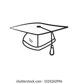 Graduation Cap Hand Drawn Sketch Icon