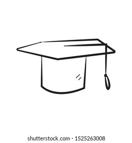 Graduation cap hand drawn sketch icon