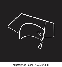 Graduation cap hand drawn sketch icon flat black