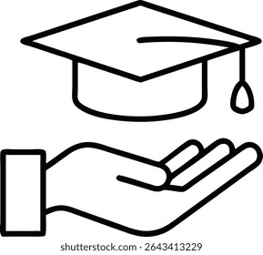 Graduation Cap in Hand Icon – Education Support Academic Success Illustration
