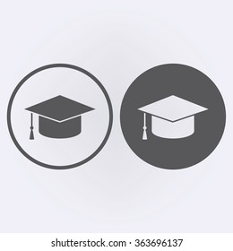 Graduation cap or hat icon set . Vector illustration