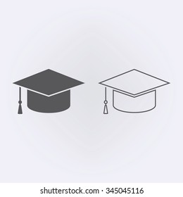 Graduation cap or hat icon . Vector illustration