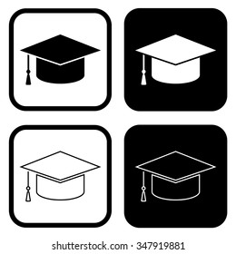 Graduation cap or hat icon . Vector illustration