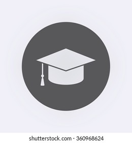 Graduation cap or hat icon . Vector illustration