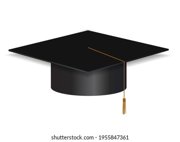 Sombrero de cierre de graduación aislado en fondo blanco. EPS10 de ilustración vectorial