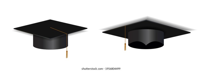 Graduation Cap Hat set isolated on white background. Vector Illustration EPS10