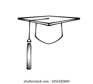 Graduation cap hat. Student icon. Education symbol. Vector illustration