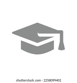 Graduation cap or hat vector icon. Academic achievement, education filled symbol.
