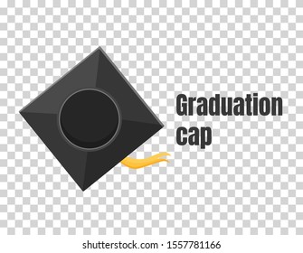 Graduation cap or hat vector illustration in the flat style. Academic cap.