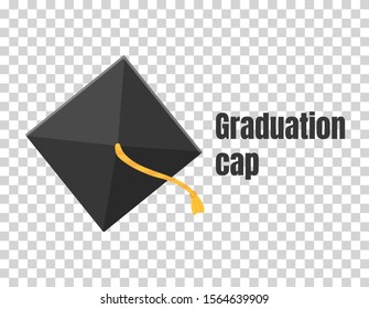 Graduation cap or hat vector illustration in the flat style. Academic cap.