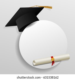 Graduation cap or hat vector illustration in the flat style. Graduation cap isolated on the background.