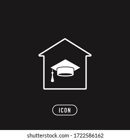 Límite de graduación en casa. icono de vector en negro. Concepto de educación en casa