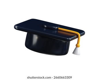 Icono del casquillo de la graduación Concepto 3d del render del sombrero de la graduación para la Ilustración vectorial completa del icono de la educación universitaria o universitaria