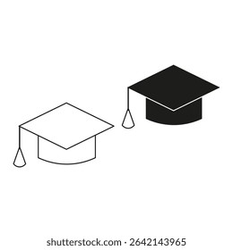 Graduation cap icon. Academic hat symbol. Education success element. Vector school shape