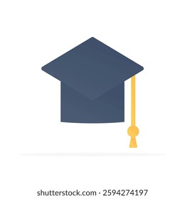 graduation cap icon bachelor cap sign, colored flat vector. modern and minimalist design