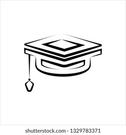 Graduation Cap Icon, Bachelor Cap Icon Vector Art Illustration