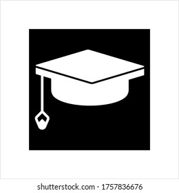 Graduation Cap Icon, Bachelor Cap Icon Vector Art Illustration