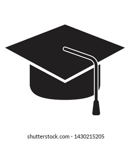 Graduation cap icon. Graduation black isolated vector illustration