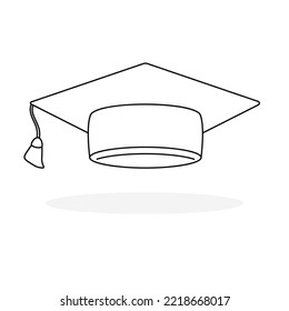 Graduation cap icon. Black linear student cap icon. Education concept. Vector illustration