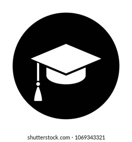 graduation cap icon black white color vector