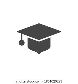 Graduation Cap Icon Black and White Vector Graphic