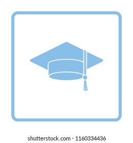 Graduation cap icon. Blue frame design. Vector illustration.