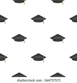 Graduation cap icon in cartoon style isolated on white background. Hats symbol stock vector illustration.