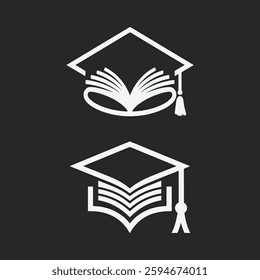 Graduation cap icon and celebration logo 