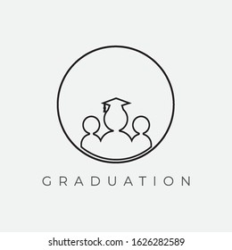 Graduation cap icon in circle, flat design
