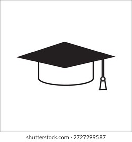 Symbolsammlung für Graduierungsobergrenze. Akademische Mütze auf weißem Hintergrund.