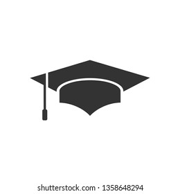 Graduation Cap Icon.  College or University Student's Illustration As A Simple Vector Sign & Trendy Symbol for Design and Education Websites, Presentation or Mobile Application.