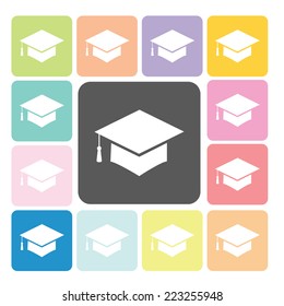Graduation cap Icon color set vector illustration.