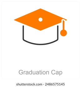 Graduation Cap and cap icon concept
