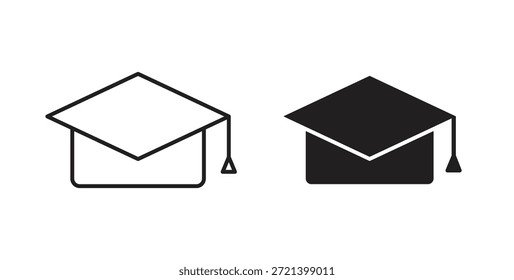Conjunto de conceito de ícone de boné de graduação. Coleção de ícones simples