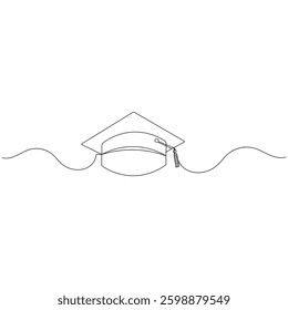 Graduation cap icon continuous one line drawing of outline vector illustration