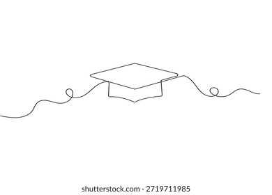 Ícone de tampa de graduação contínuo desenho de uma linha ilustração vetor contorno minimalista