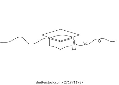 Ícone de tampa de graduação contínuo desenho de uma linha ilustração vetor contorno minimalista