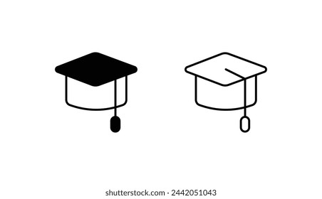 Graduation Cap icon design with white background stock illustration