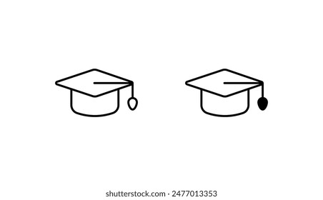 Graduación Cap icono diseño con fondo blanco ilustración de stock
