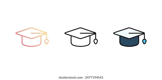 Graduación Cap icono diseño con fondo blanco ilustración de stock