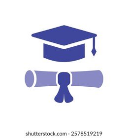 Graduation Cap Icon with Diploma Scroll for Academic Success