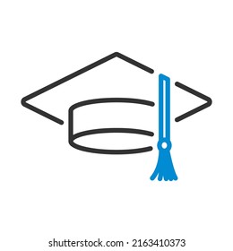 Graduation Cap Icon. Editable Bold Outline With Color Fill Design. Vector Illustration.