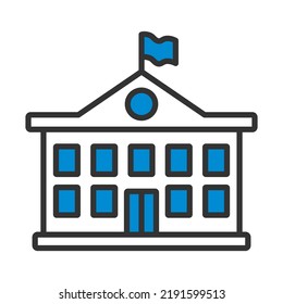 Graduation Cap Icon. Editable Bold Outline With Color Fill Design. Vector Illustration.
