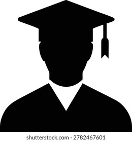 Graduation cap icon for education and achievement with academic dress graduation mortarboard
