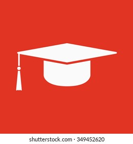 The graduation cap icon. Education symbol. Flat Vector illustration