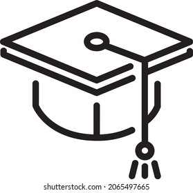 Graduation cap icon.  Education icon vector design, outline style, for UI design
